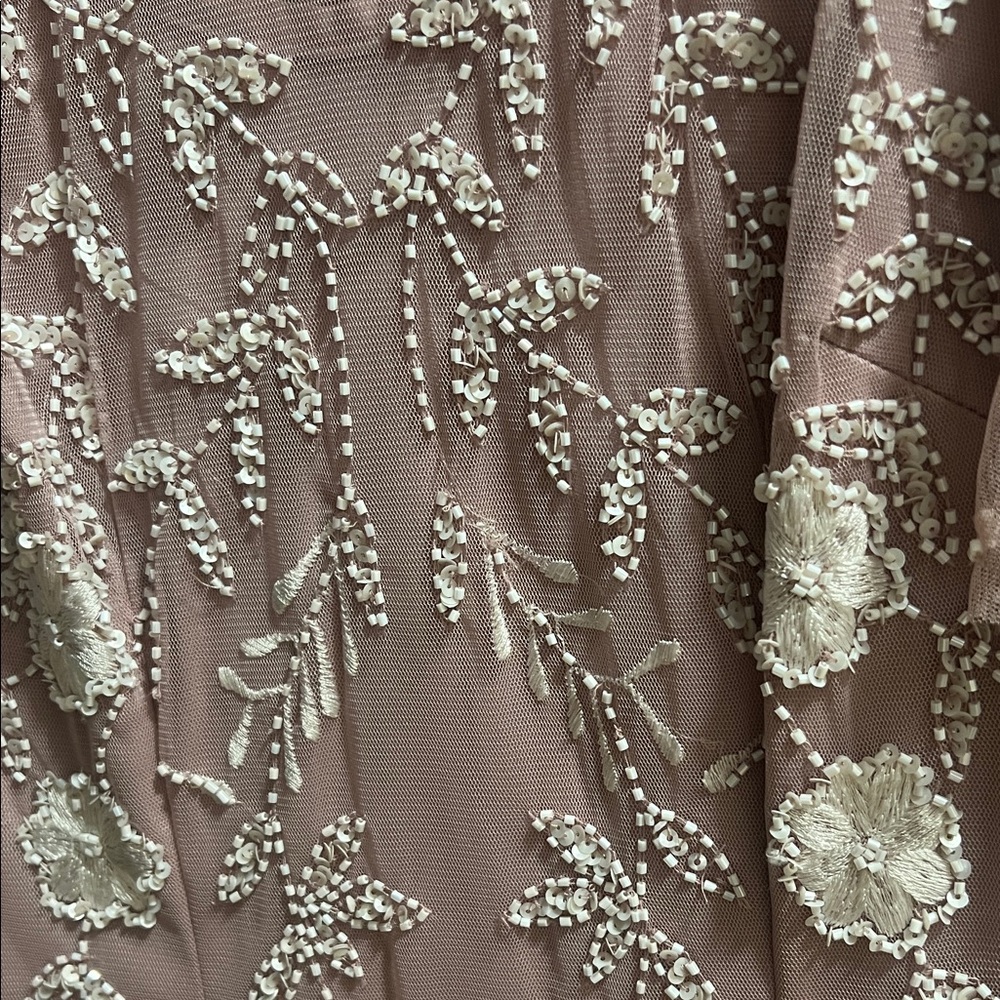 Adrianna Papell Elegant Embroidered Mauve Dress - Picture 7 of 7